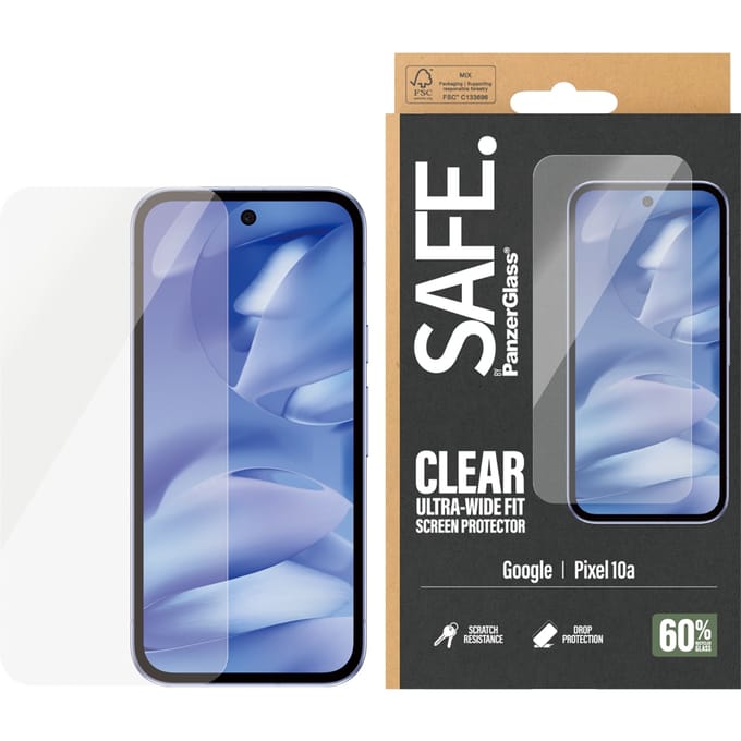 SAFE by PanzerGlass Ultra-Wide Fit Screenprotector incl. applicator voor de Google Pixel 10a
