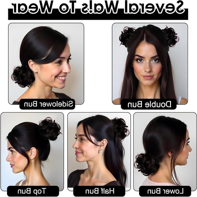Grote Haar Scrunchie van Echt Haar met Elastische Band voor Messy Bun en Krullend Haar - Bruin Haaraccessoire voor Updos en Haarextensions
