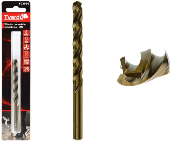 Tvardy HSS Cobalt Boor - Drievoudige Groeven - 8 mm - Warmtebestendig