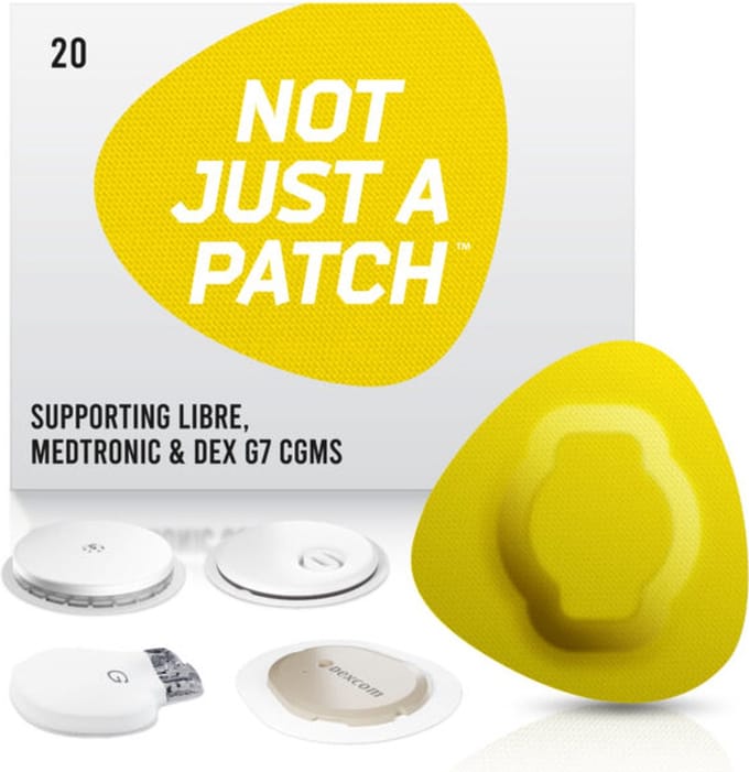 Not Just a Patch - S - Yellow sensor patches - 20 pack- For Freestyle Libre, Medtronic Guardian en Dexcom