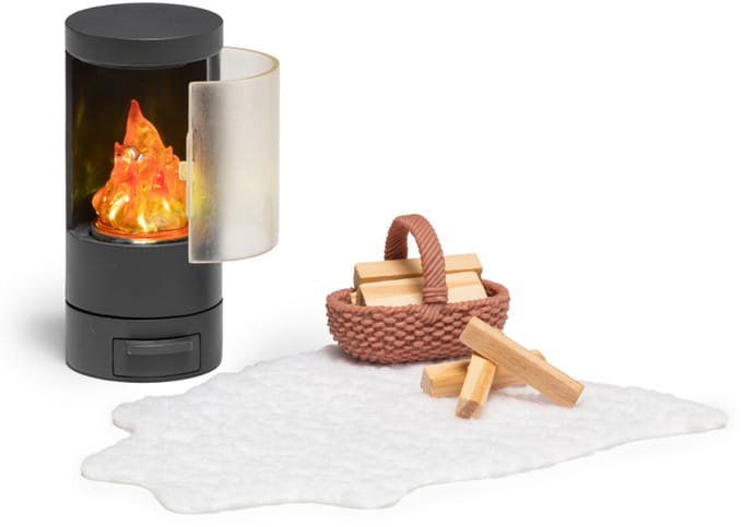 Lundby poppenhuis open haard - miniatuur woonkamer accessoire LED.