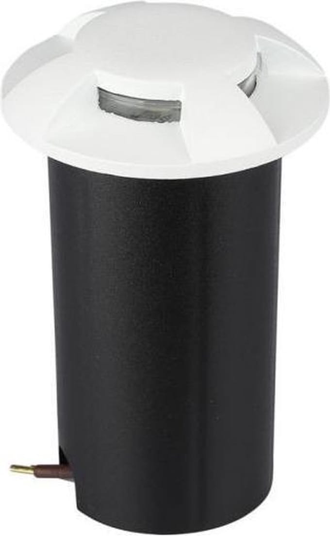 Grondspot 4 kanten - witte uitvoering - 12 Volt tuin verlichting - warm wit - IP67