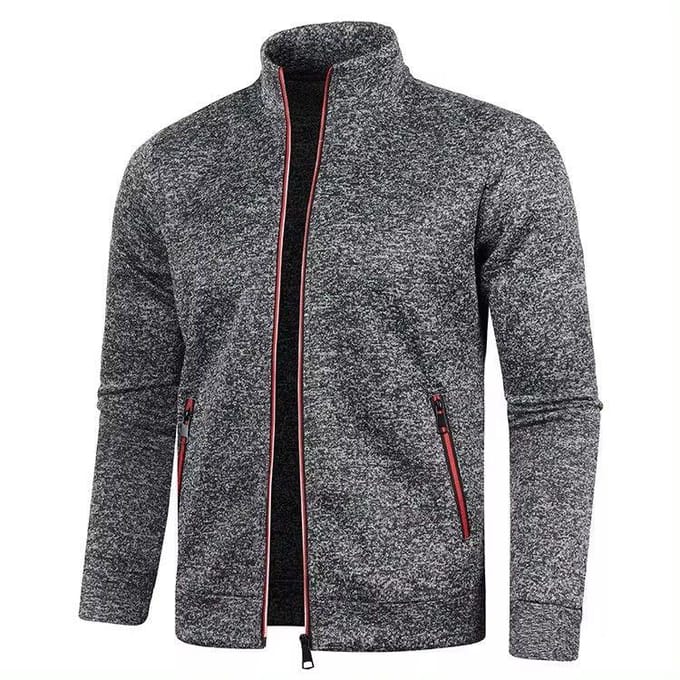 Winter Heren Lange Rits Gebreide Trui met Dunne Velours Mouwen Trui Jas In Grote Maat 4XL donkerbruine kleur
