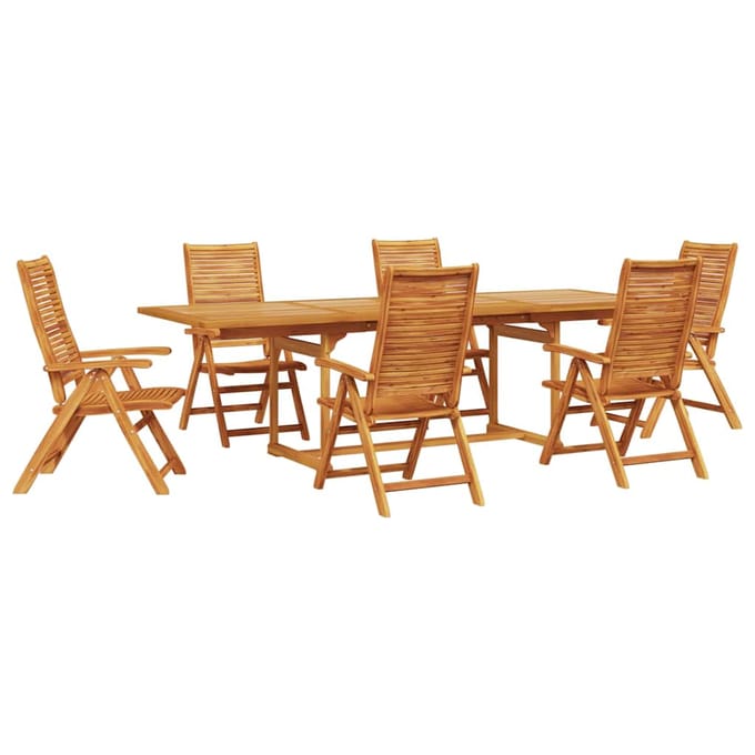 vidaXL - Tuin - Eettafel - Set - 7 - st - Bruin - Massief - Acacia - Hout