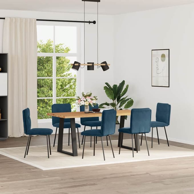 vidaXL - Eetkamerstoelen - 6 - st - fluweel - blauw