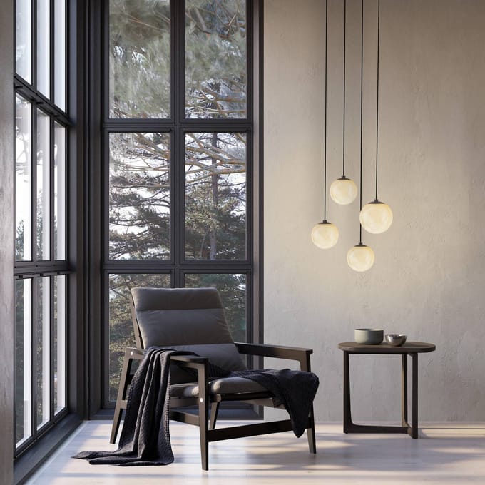 Molto Luce LED hanglamp ARE, zwart, albast, Ø 8 cm, CCT, DALI
