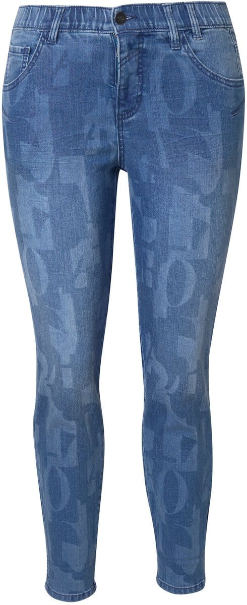 Laurasøn - Dames - Slim jeans laserprint 5-pocket - Blauw denim - Maat 52