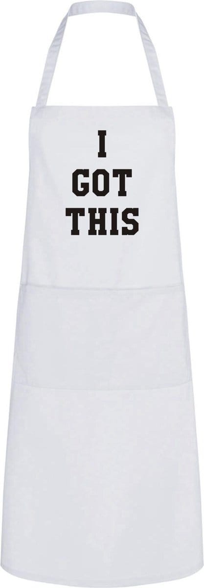 Go Mama - Keukenschort I got this, Wit, One Size - Verstelbaar Schort