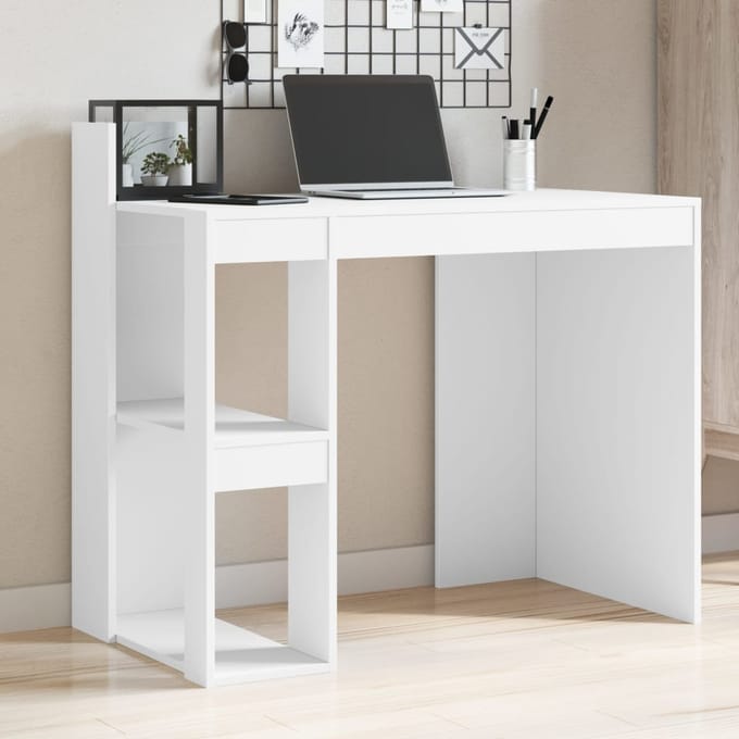 vidaXL - Bureau - 103,5x56,5x94 - cm - bewerkt - hout - wit