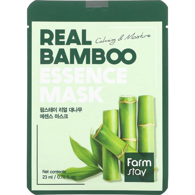 Farmstay, Real Bamboo, Masque de Beauté Essence, 1 feuille, 23ml (0,78 fl oz) white