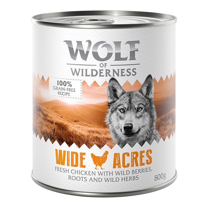 6x800g Wide Acres Kip Wolf of Wilderness Hondenvoer