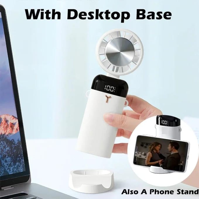 3600mAh Mini Handheld Ventilator Draagbare Halfgeleider Koeling Desktop Ventilator Opvouwbaar Hangende Nek Luchtkoeler Buiten