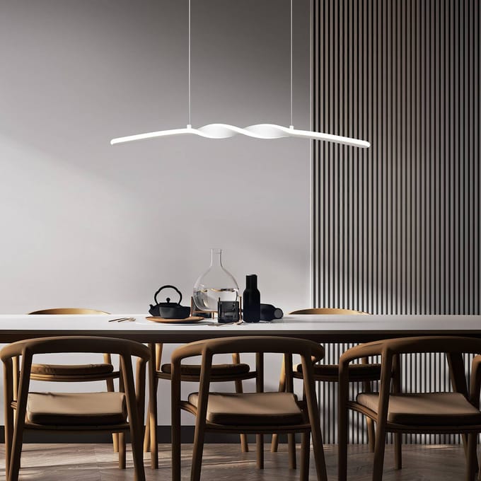 Reality Leuchten LED hanglamp Ginko, wit mat, metaal, lengte 79 cm