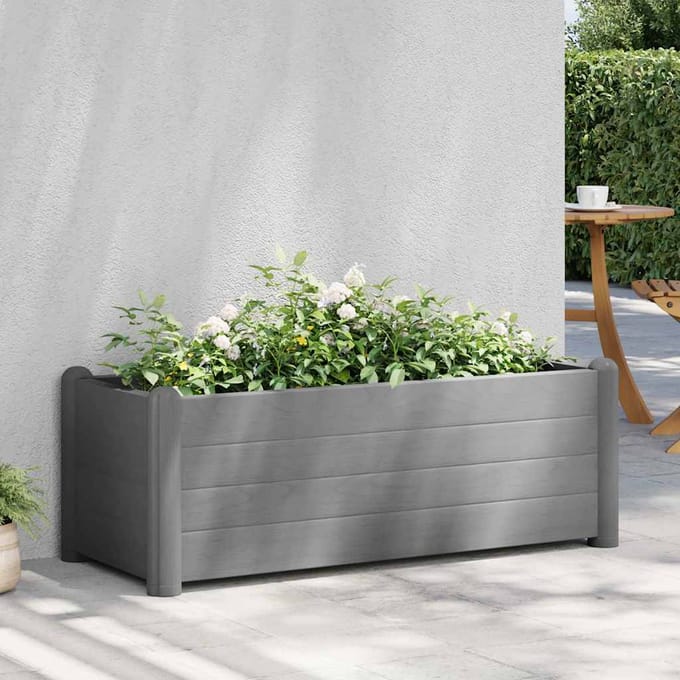 vidaXL - Plantenbak - verhoogd - 100x43x35 - cm - PP - steengrijs