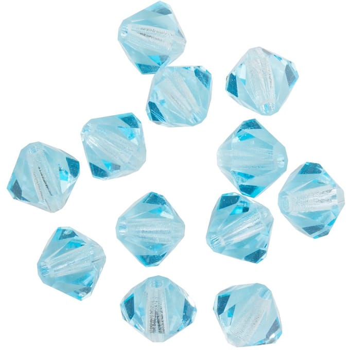 Glas geslepen glitterkralen, 6 mm - Aqua