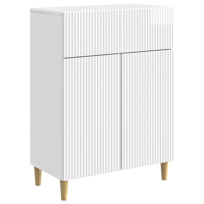 vidaXL - Dressoir - met - lade - Hoogglans - Wit - 66 - x - 34,5 - x - 90 - cm - Bewerkt - hout