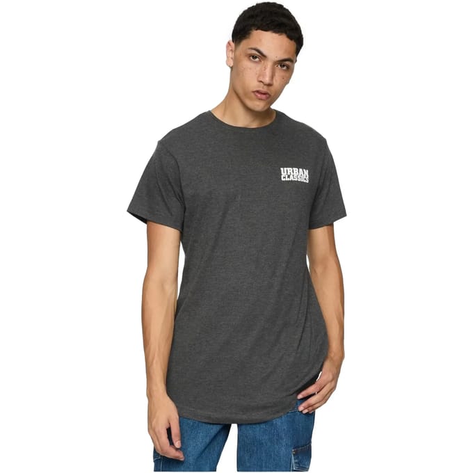 Urban Classics - Shaped Long with Urban Classic Print Heren Tshirt - S - Grijs