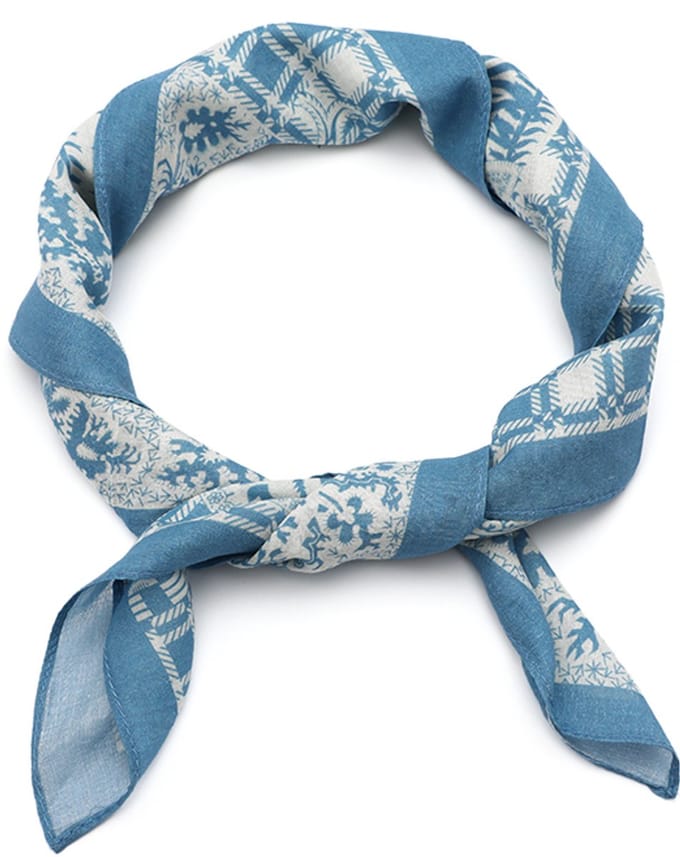 Vierkante Sjaal met Barok Paisley- en Patchworkdessin (63x63cm) - Blauw