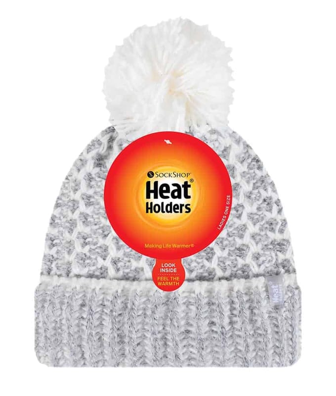 Heat Holders - Thermische Bobble-hoed voor dames - Lichtgrijs
