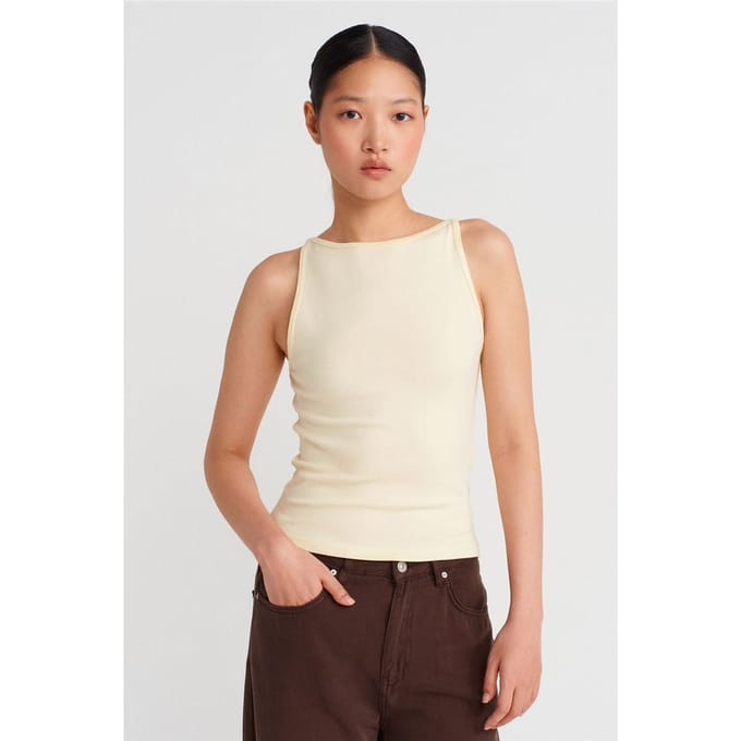 Geribde Halternek Slim-Fit Blouse
