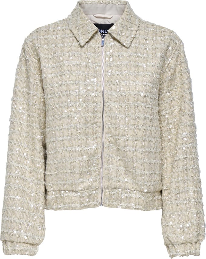Only Jas Onlsigne Sequin Boucle Jacket Otw 15356905 Pumice Stone Dames Maat - S