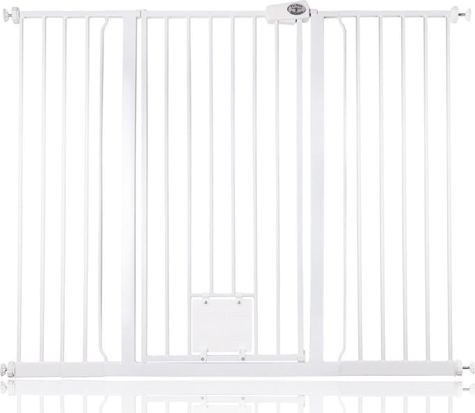 Bettacare Hoog Hek met Kattenluik, 133,2cm - 140,8cm, Wit, 104cm Hoog