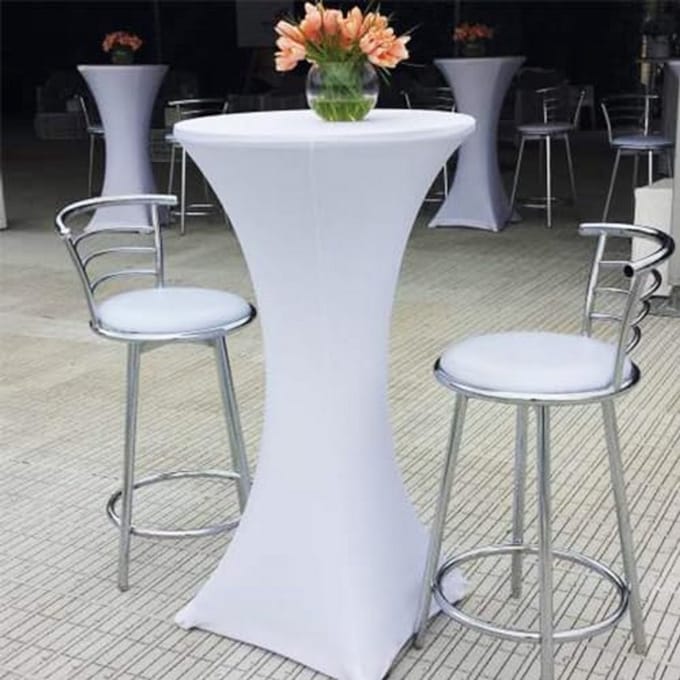 Statafelhoezen - Tafelbekleding - Feestelijke Decoratie - Sterk Elastisch Materiaal - 80-85 cm - Wit