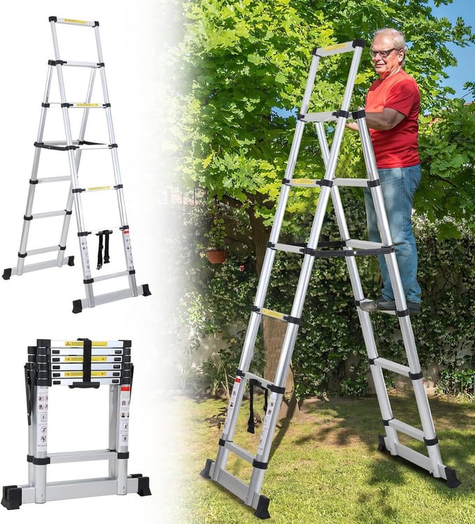 Multifunctionele Telescopische Vouwladder Aluminium 5+6 Treden Uitschuifbaar