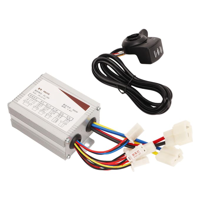Fiets Controller Gashendel Kit 24V 500W Snelheidsregelaar Batterij Indicator Duimgasgreep Fiets white