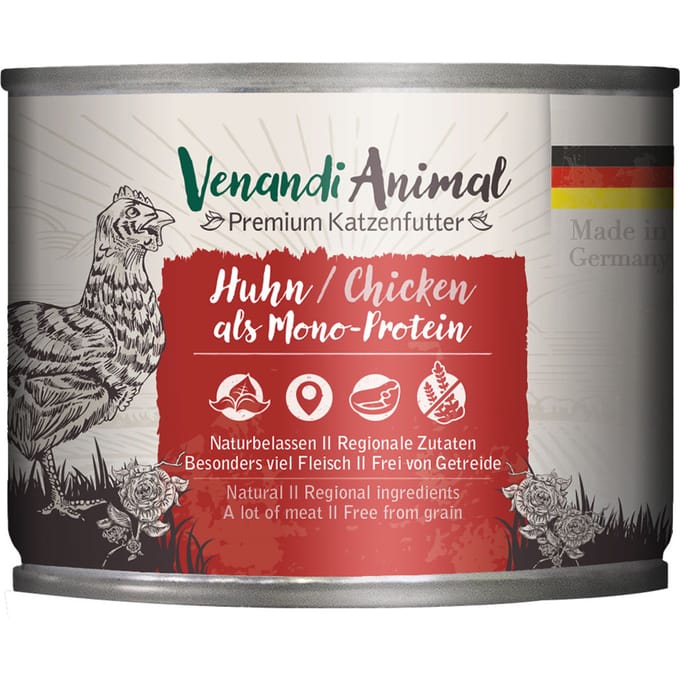 6x200g Venandi Animal Monoprotein Kip kattenvoer nat