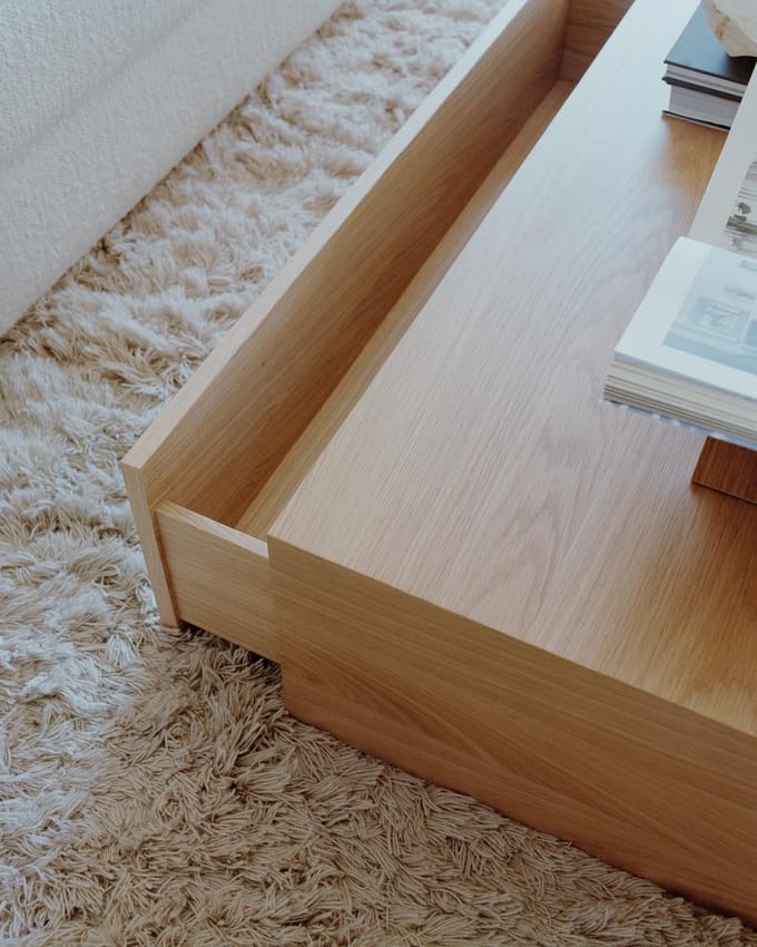 New Works Mass Salontafel Hoog met lade - eiken