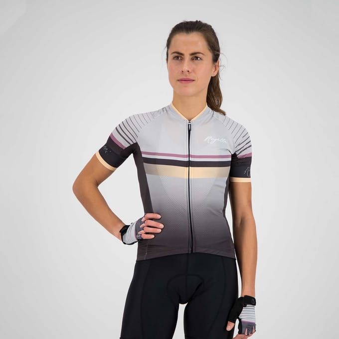 Rogelli Impress Fietsshirt - Korte Mouwen - Dames - Grijs, Goud - Maat 2XL