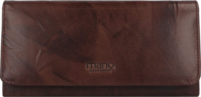 mano Leren Portemonnee Donna Aurona Long Wallet Darkbrown Donkerbruin