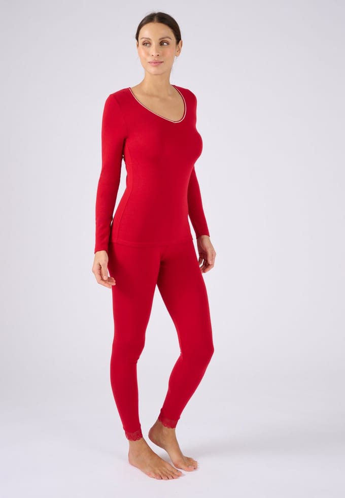Damart - Lange kanten legging Thermolactyl Sensitive - Dames - Rood - 46-48