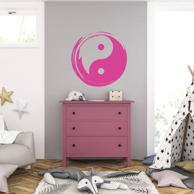 Muursticker - Yin Yang - 40,6 x 40,6 - Roze