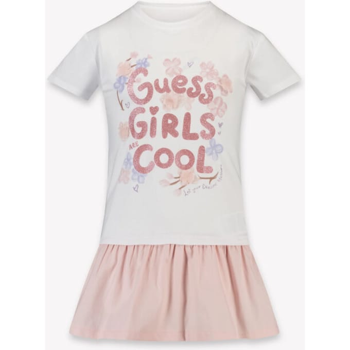 Meisjes jurk met lange mouwen in gemengde stoffen Guess