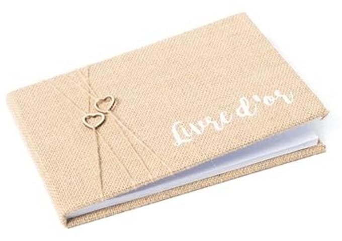Gastenboek van jute met 64 pagina's - 16,5 x 24 cm