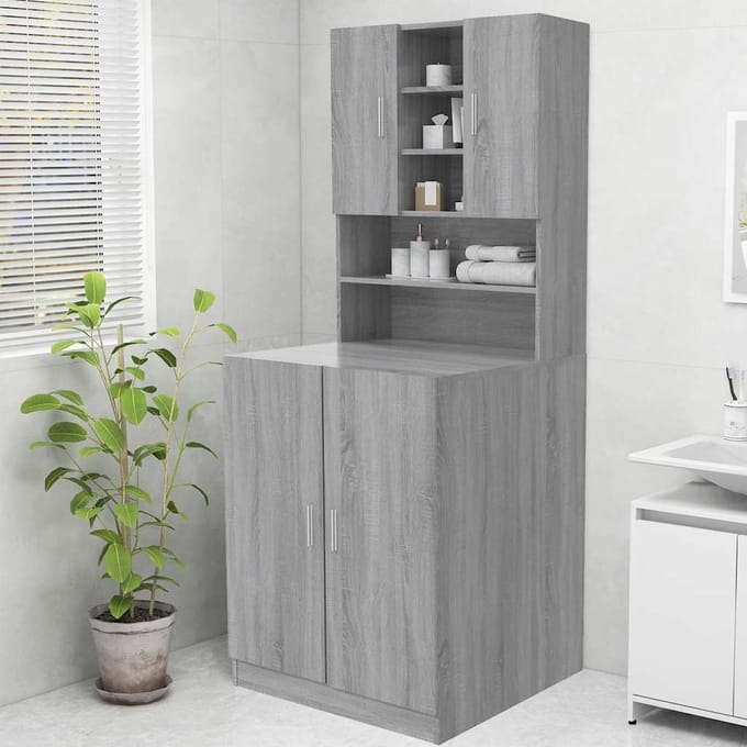 vidaXL - Wasmachinekast - 70,5x25,5x90 - cm - grijs - sonoma - eikenkleurig