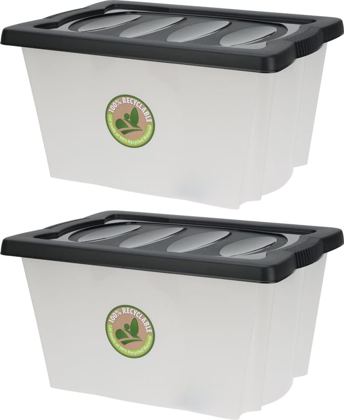 Storage Solutions Opberg box/doos - 2x - kunststof - 20 liter - 43 x 33 x 24 cm