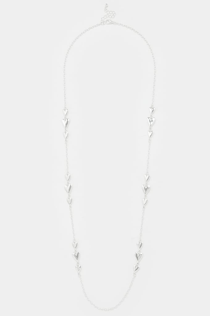 Yours Zilverkleurige Lange Ketting Met Drievoudig Hartsize One Size