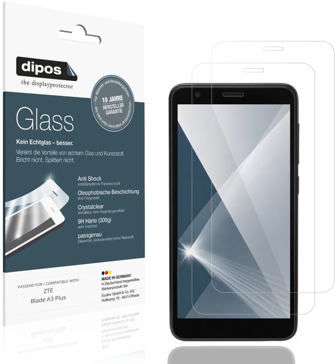 dipos – 2x Pantserfolie geschikt voor ZTE Blade A3 Plus | 9H Screenprotector