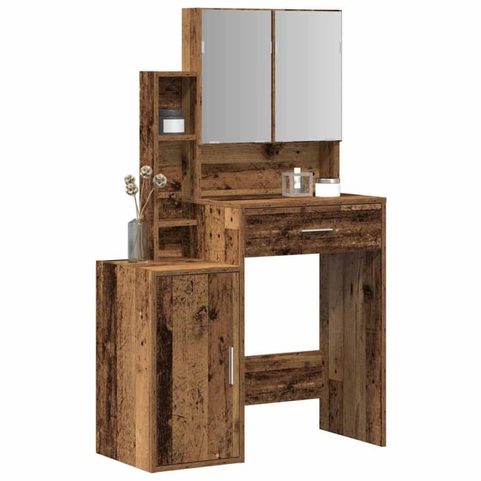 vidaXL - Kaptafel - Oudhout - 80 - x - 35 - x - 132 - cm - Bewerkt - hout
