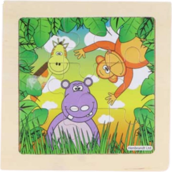 Fun Toys Jungle Jigsaw Wooden Puzzle Assorted 11 cm – 1 Stuk