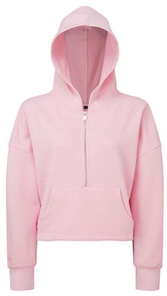TriDri - Dames Hoodie met halve Rits - Light Pink maat S/M
