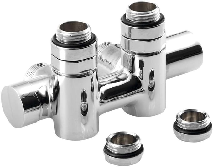 Sapho Twin Combi - Aansluitset voor ventielen, middenaansluiting, rechts, hartafstand 50 mm, chroom CP461S