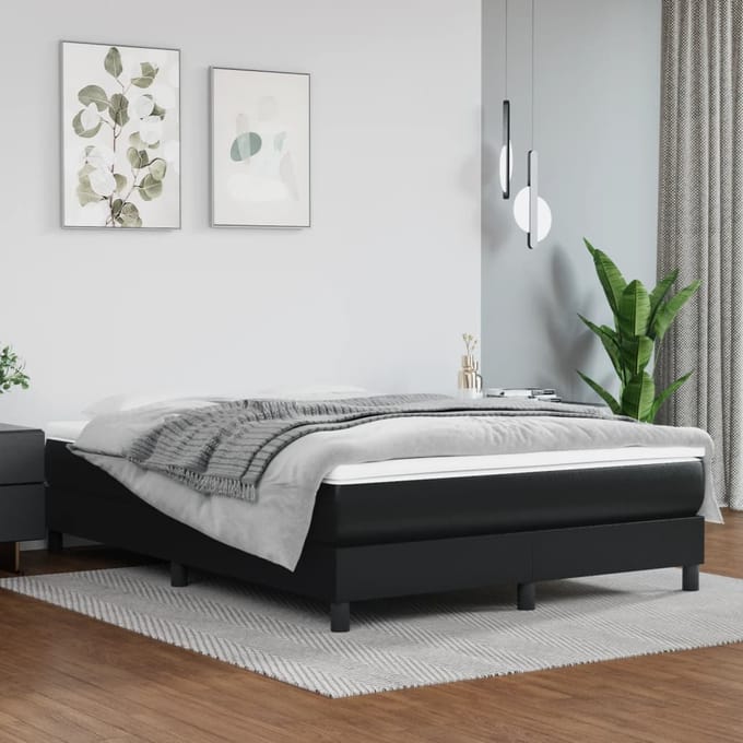 vidaXL - Pocketveringmatras - medium - full - 137x190x20 - cm - kunstleer - zwart