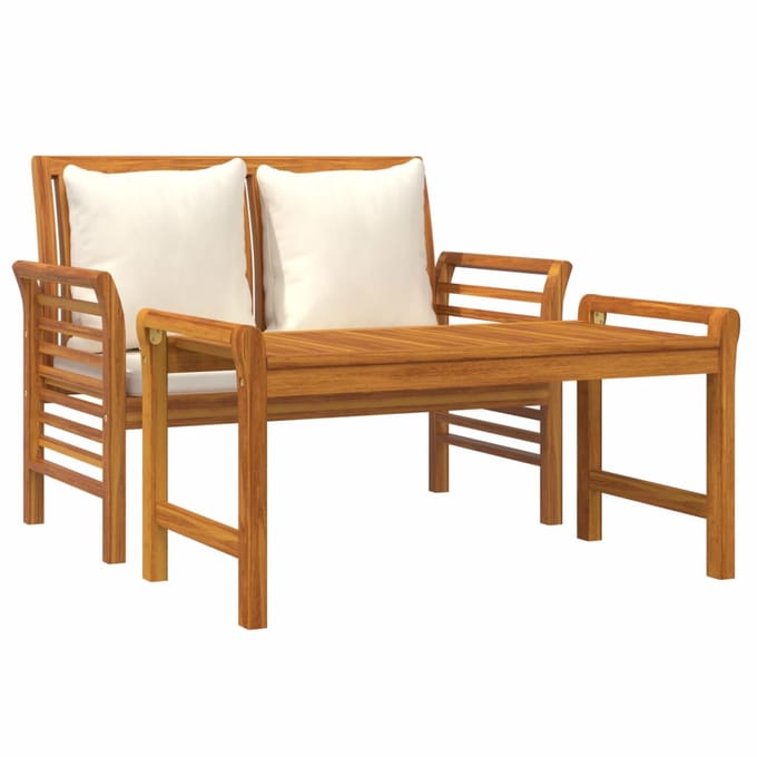 vidaXL - 2-delige - Loungeset - met - crèmewitte - kussens - massief - hout