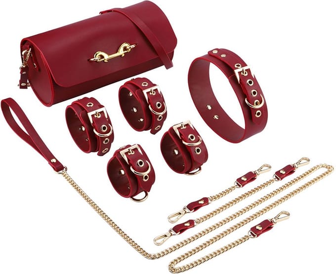 BDSM Fancy 5 Item Kit - Luxe Draagtas met 5 Verschillende BDSM Artikelen - Rood
