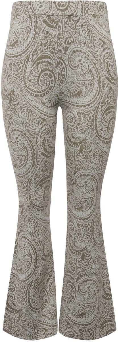 Studio Untold - Dames - Uitlopende broek legging glitter-paisley - Olijf - Maat 56