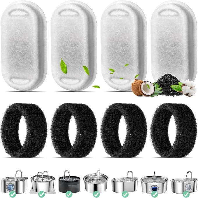Filter voor BOTC Drinkfontein – 8stuks - Waterfontein Kat Accessoires - Waterfilter Sponsfilter
